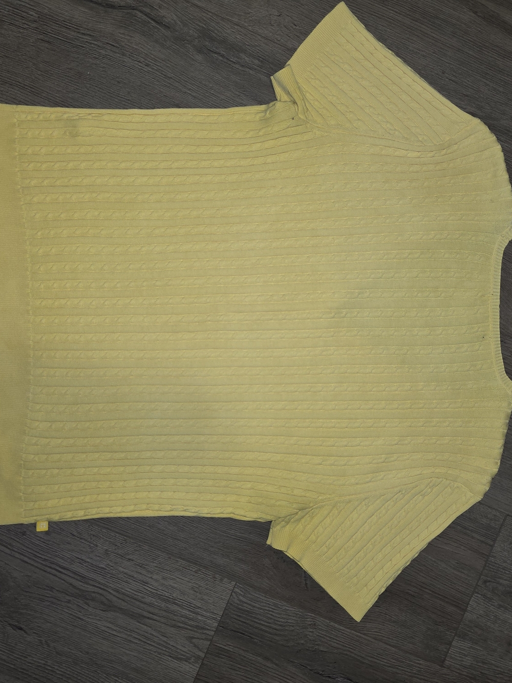 Chaps Women's Yellow Short-Sleeve V-Neck Cable Knit Top - Picture 4 of 7